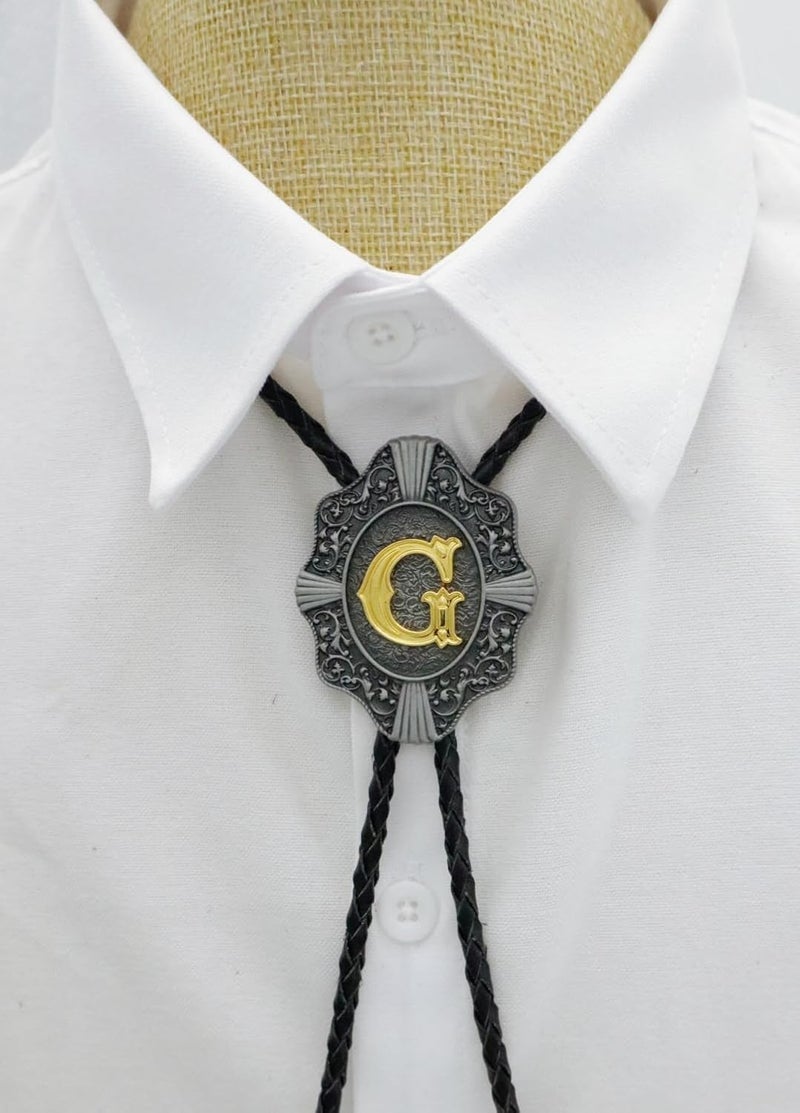 KECOL Western Letter Bolo Tie Cowboy Aalphabet A to Z Neckties Necklace for Men Women - Image 3